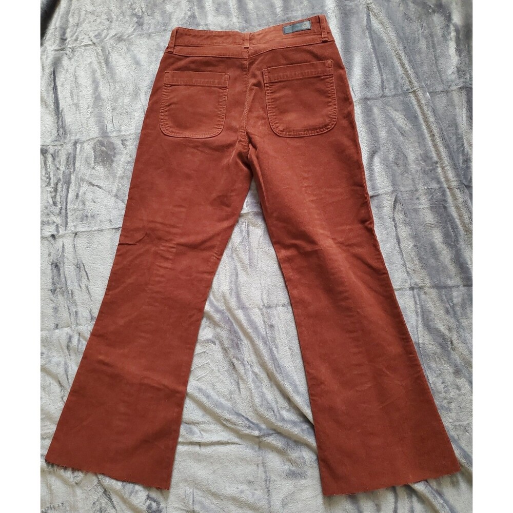 AG The Quinne High Rise Paneled Cropped Flair Jeans Size 27 Rich Crimson Raw Hem - Picture 6 of 16